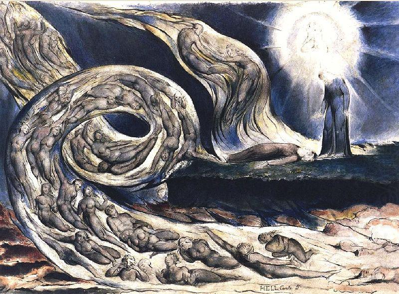 William Blake The Lovers' Whirlwind, Francesca da Rimini and Paolo Malatesta oil painting picture